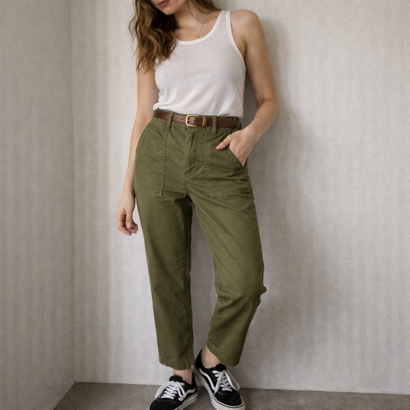 Alex Mill Olive Green Utility Workwear Pants Size 2 Cotton Stretch Minimal